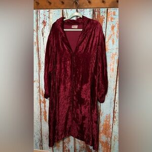 Holy Clothing Velvet Look Burgundy Renaissance Style Long Lightweight Duster